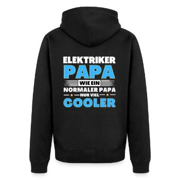 Elektriker Papa wie ein normaler nur viel cooler - Unisex Premium Bio Zip Hoodie - Schwarz - Hinten - Nico (187cm)