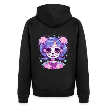 Los Muertos Jour Des Morts Femme Halloween - Veste à capuche bio Premium Unisexe - noir - Dos - Nico (187cm)
