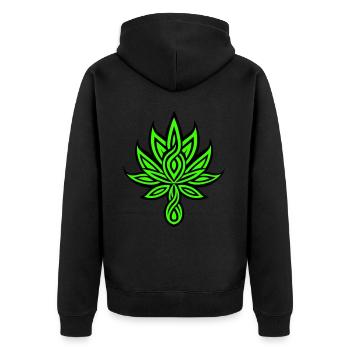 Hemp Leaf Tribal Tattoo Weed Hemp - Unisex Premium Organic Zip Hoodie - black - Back - Nico (187cm)