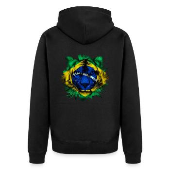 Brazil - Unisex Premium Organic Zip Hoodie - black - Back - Nico (187cm)