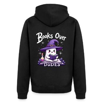 Geisterfrau liebt es, Halloween zu lesen - Unisex Premium Bio Zip Hoodie - Schwarz - Hinten - Nico (187cm)
