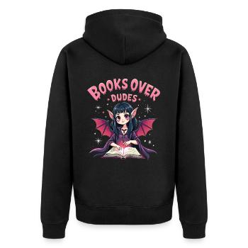 Frau liebt es, Halloween-Bücher zu lesen - Unisex Premium Bio Zip Hoodie - Schwarz - Hinten - Nico (187cm)