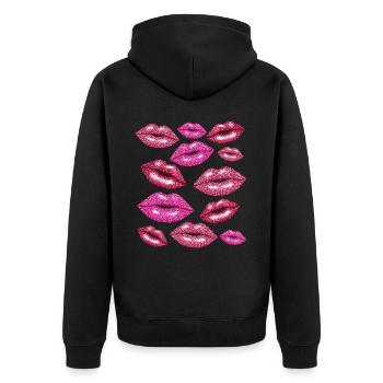 Coquette Lèvres Bisous Romantique - Veste à capuche bio Premium Unisexe - noir - Dos - Nico (187cm)