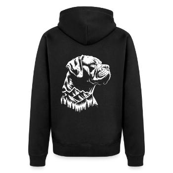 Gesicht Hund Mastiff Berg - Unisex Premium Bio Zip Hoodie - Schwarz - Hinten - Nico (187cm)