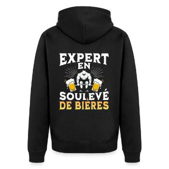 Expert En Soulevé De Bières Humour - Veste à capuche bio Premium Unisexe - noir - Dos - Nico (187cm)