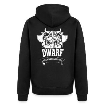 Pen and paper dwarf warrior Zwerg - Unisex Premium Bio Zip Hoodie - Schwarz - Hinten - Nico (187cm)