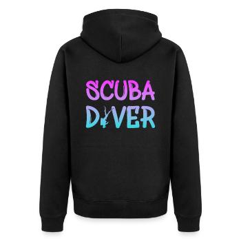 Diving Tauchen - Unisex Premium Bio Zip Hoodie - Schwarz - Hinten - Nico (187cm)