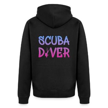 Scuba Diver Tauchen Taucher Diving - Unisex Premium Bio Zip Hoodie - Schwarz - Hinten - Nico (187cm)