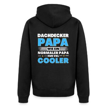Dachdecker Papa wie ein normaler nur viel cooler - Unisex Premium Bio Zip Hoodie - Schwarz - Hinten - Nico (187cm)