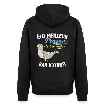 Élu meilleur pigeon d'l'Année Chuchoteur de pigeon - Veste à capuche bio Premium Unisexe - noir - Dos - Nico (187cm)
