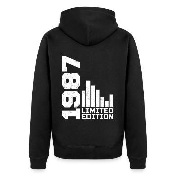 Vintage 1987 Geburtstagsgeschenk 1987 Baujahr 1987 - Unisex Premium Bio Zip Hoodie - Schwarz - Hinten - Nico (187cm)