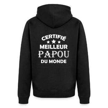Fête Grand-Père - Certifié Meilleur Papou du Monde - Veste à capuche bio Premium Unisexe - noir - Dos - Nico (187cm)