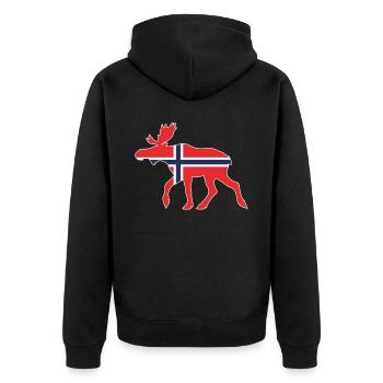 Norwegen Elch - Unisex Premium Bio Zip Hoodie - Schwarz - Hinten - Nico (187cm)
