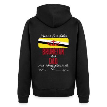 Bruneian Dad Brunei Flag For Father's Day - Unisex Premium Bio Zip Hoodie - Schwarz - Hinten - Nico (187cm)