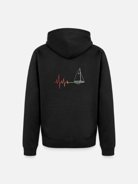 Sailing Heartbeat Retro - Unisex Premium Organic Zip Hoodie - black