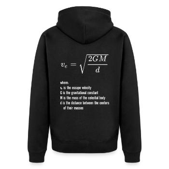 Escape Velocity Gravity Physics Rocket Science - Unisex Premium Bio Zip Hoodie - Schwarz - Hinten - Nico (187cm)
