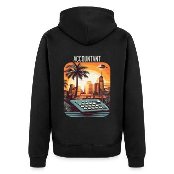 Accountant Vintage Sunset Accounting Graduation - Unisex Premium Organic Zip Hoodie - black - Back - Nico (187cm)