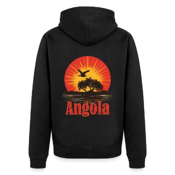 Angola Drapeau angolais Vintage Coucher de soleil Souvenir Fierté - Veste à capuche bio Premium Unisexe - noir - Dos - Nico (187cm)