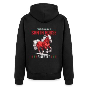 This is my Santa Horse Christmas Sweater - Unisex Premium Bio Zip Hoodie - Schwarz - Hinten - Nico (187cm)
