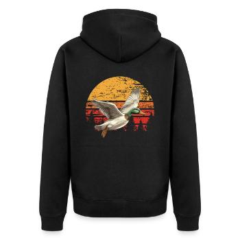 Retro Duck Hunt Sunset Flying - Unisex Premium Organic Zip Hoodie - black - Back - Nico (187cm)