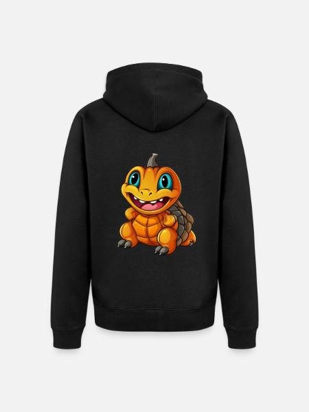 Tortue de mer Citrouille Paresseuse Halloween Party Food - Veste à capuche bio Premium Unisexe - noir