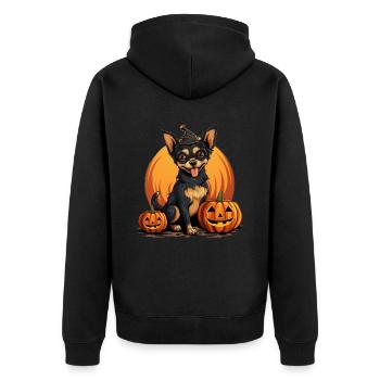 Chihuahua Chien Citrouille Paresseux Halloween Costume de fête - Veste à capuche bio Premium Unisexe - noir - Dos - Nico (187cm)
