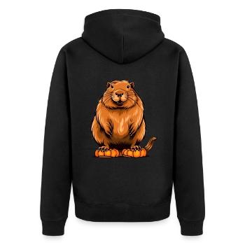 Capybara Citrouille Paresseux Costume de fête d’Halloween - Veste à capuche bio Premium Unisexe - noir - Dos - Nico (187cm)