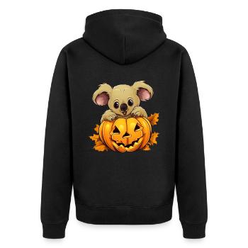 Koala-Kürbis-Lazy-Halloween-Party-Kostüm für - Unisex Premium Bio Zip Hoodie - Schwarz - Hinten - Nico (187cm)