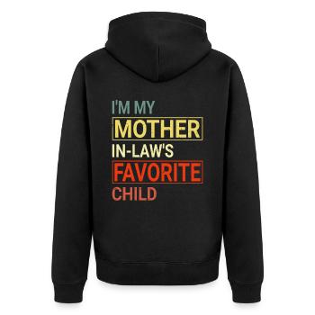 Je suis ma mère dans le fils de l’enfant préféré - Veste à capuche bio Premium Unisexe - noir - Dos - Nico (187cm)