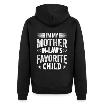 I Am My Mother in Low Favorite Child Son Daughter - Unisex Premium Bio Zip Hoodie - Schwarz - Hinten - Nico (187cm)