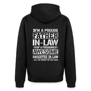 Father in Law Freaking Gifts from Daughter in Law - Unisex Premium Bio Zip Hoodie - Schwarz - Hinten - Nico (187cm)
