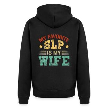 My Favorite SLP Is My Wife Speech Therapy SLP - Unisex Premium Bio Zip Hoodie - Schwarz - Hinten - Nico (187cm)