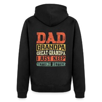 Papa grand-père arrière-grand-père cadeaux pour les grands-parents - Veste à capuche bio Premium Unisexe - noir - Dos - Nico (187cm)