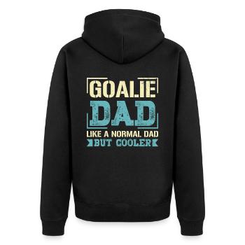 Goalie Dad Like a Regular Dad Ice Hockey Gifts - Unisex Premium Bio Zip Hoodie - Schwarz - Hinten - Nico (187cm)