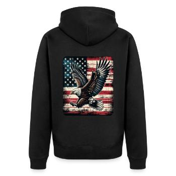 Eagle American Flag 4th of July Day Eagle Gifts - Unisex Premium Bio Zip Hoodie - Schwarz - Hinten - Nico (187cm)
