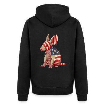 Aardvark American Flag 4th of July Day Aardvark - Unisex Premium Bio Zip Hoodie - Schwarz - Hinten - Nico (187cm)