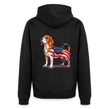 Beagle Dog 4th of July American Flag Beagle Gifts - Unisex Premium Bio Zip Hoodie - Schwarz - Hinten - Nico (187cm)