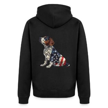 Bluetick Coonhound Dog 4th of July American Flag - Unisex Premium Organic Zip Hoodie - black - Back - Nico (187cm)