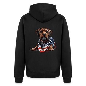 Border Terrier Hund 4. Juli Geschenke mit - Unisex Premium Bio Zip Hoodie - Schwarz - Hinten - Nico (187cm)