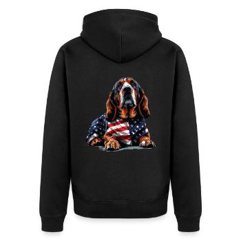 Bloodhound Dog 4. Juli amerikanische Flagge für - Unisex Premium Bio Zip Hoodie - Schwarz - Hinten - Nico (187cm)