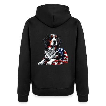 Border Collie Dog 4 juillet Drapeau américain Cadeaux - Veste à capuche bio Premium Unisexe - noir - Dos - Nico (187cm)
