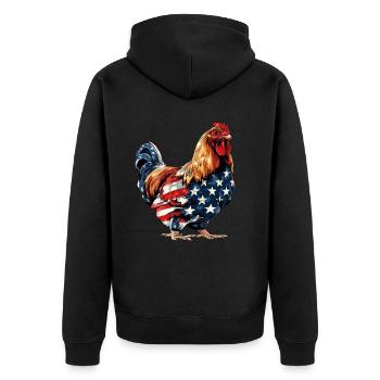 Poulet Drapeau Américain 4 Juillet Poulet Cadeaux - Veste à capuche bio Premium Unisexe - noir - Dos - Nico (187cm)