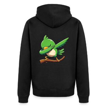 Perroquet à pois. Drôle - Veste à capuche bio Premium Unisexe - noir - Dos - Nico (187cm)
