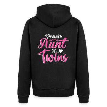 Proud Aunt of Twins Baby Pregnancy Announcement - Unisex Premium Bio Zip Hoodie - Schwarz - Hinten - Nico (187cm)
