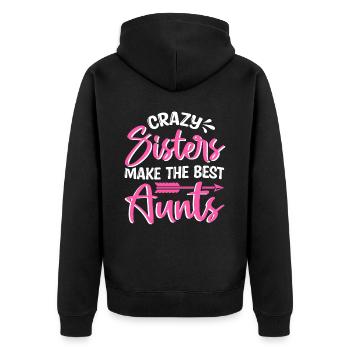Sisters Best Aunts Baby Pregnancy Announcement - Unisex Premium Bio Zip Hoodie - Schwarz - Hinten - Nico (187cm)