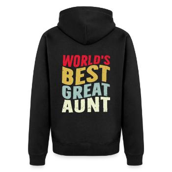World's Best Great Aunt Retro Colorful - Unisex Premium Bio Zip Hoodie - Schwarz - Hinten - Nico (187cm)