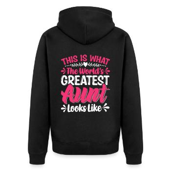 World Best Great Aunt Matching Gifts Toddlers Boys - Unisex Premium Bio Zip Hoodie - Schwarz - Hinten - Nico (187cm)