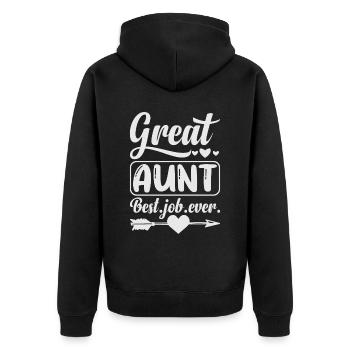 Great Aunt Best Job Ever Cute Arrow and Heart - Unisex Premium Bio Zip Hoodie - Schwarz - Hinten - Nico (187cm)