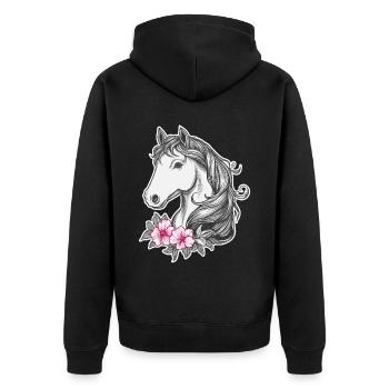 Cheval Enfants - Veste à capuche bio Premium Unisexe - noir - Dos - Nico (187cm)