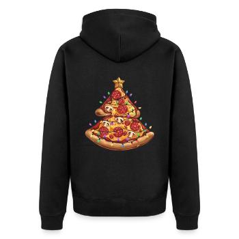 Pizza Christmas Tree Pepperoni Food Gifts for Kids - Unisex Premium Organic Zip Hoodie - black - Back - Nico (187cm)